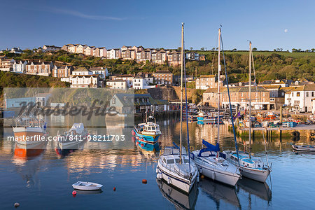Fishing boats and yachts moored in Mevagissey harbour, Cornwall, England, United Kingdom, Europe Fishing boats and yachts moored in Mevagissey harbour, Cornwall, England, United Kingdom, Europe