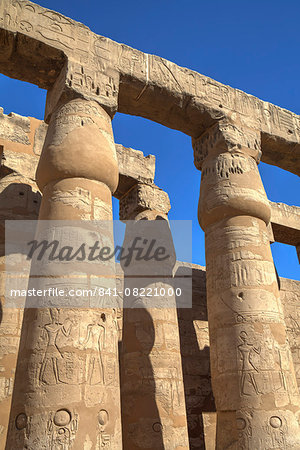 Columns in the Court of Ramses II, Luxor Temple, Luxor, Thebes, UNESCO World Heritage Site, Egypt, North Africa, Africa