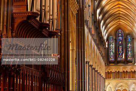 The magnificent nave of Salisbury Cathedral, Salisbury, Wiltshire, England, United Kingdom, Europe