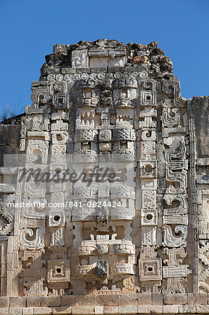 Chac Rain God masks, Nuns Quadrangle, Uxmal, Mayan archaeological site, UNESCO World Heritage Site, Yucatan, Mexico, North America