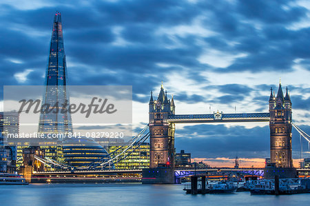 Tower Bridge on the River Thames with the Shard behind, London, England, United Kingdom, Europe