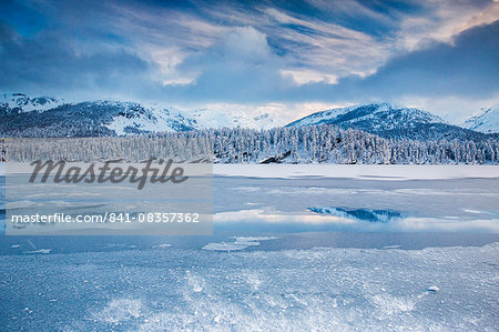 The shore of the frozen Lake Sils, Upper Engadine, Canton of Grisons (Graubunden), Switzerland, Europe