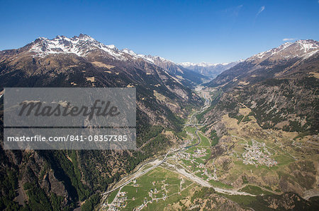 Aerial view of Sondalo and Redasco Peaks, Valtellina, Lombardy, Italy, Europe