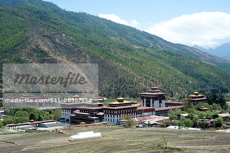 Thimpu dzong (monastery) buildings, Thimpu, Bhutan, Asia