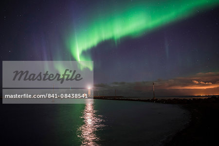 Northern Lights (Aurora Borealis) at Grotta Island Lighthouse, Seltjarnarnes Peninsula, Reykjavik, Iceland, Polar Regions Northern Lights (Aurora Borealis) at Grotta Island Lighthouse, Seltjarnarnes Peninsula, Reykjavik, Iceland, Polar Regions