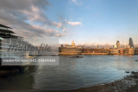 The River Thames and St. Paul's Cathedral looking north from the South Bank, London, England, United Kingdom, Europe