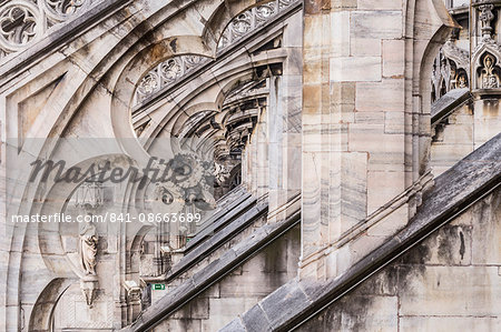 The roof of Duomo di Milano (Milan Cathedral), Milan, Lombardy, Italy, Europe