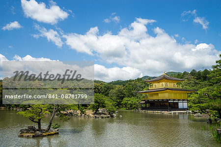 A peaceful lake in front of the golden pavilion of Kinkaku-ji in Kyoto, Japan, Asia