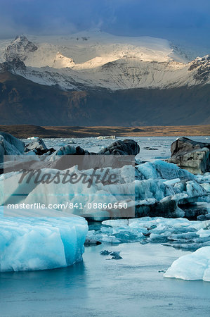 Icebergs in the Jokulsarlon glacial lake in Vatnajokull National Park in southeast Iceland, Polar Regions