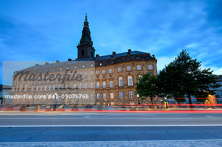 Christiansborg Palace at night, Copenhagen, Denmark, Europe