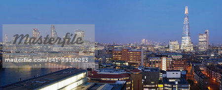 City Square Mile and Shard panorama at dusk, London, England, United Kingdom, Europe