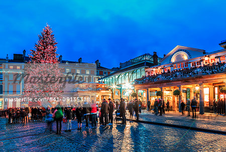 Christmas tree at Covent Garden, London, England, United Kingdom, Europe