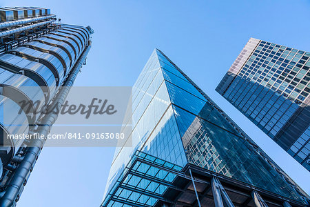Lloyds Building and Leadenhall Building, known as the Cheesegrater due to its wedge shape, City of London, London, England, United Kingdom, Europe