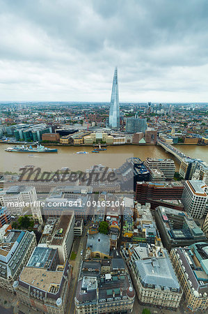 View of the River Thames and The Shard from the Sky Garden at the Walkie Talkie (20 Fenchurch Street), City of London, London, England, United Kingdom, Europe