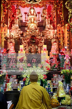 Buddhist ceremony, Chua Thanh Buddhist temple, Lang Son, Vietnam, Indochina, Southeast Asia, Asia
