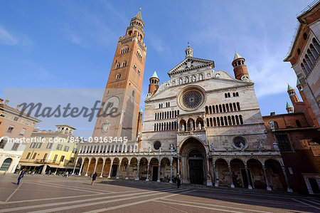 Cremona Cathedral, and Torrazzo bell tower, Cremona, Lombardy, Italy, Europe