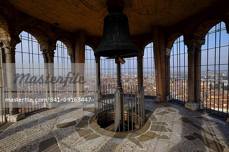 Bell cell of the Torrazzo, the bell tower of the Cathedral of Cremona, Lombardy, Italy, Europe