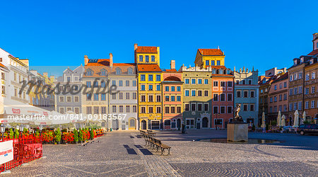 Old Town Market Square and the Warsaw Mermaid, UNESCO World Heritage Site, Old Town, Warsaw, Poland, Europe