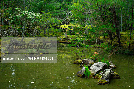 Pond in the moss garden of Saiho-ji temple, UNESCO World Heritage Site, Kyoto, Japan, Asia