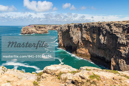 Rocky coastline at Cape Saint-Vincent, Sagres, Algarve, Portugal, Europe