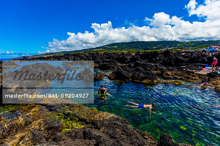 Views of natural volcanic pools called Biscoitos, Terceira Island, Azores, Portugal, Atlantic, Europe