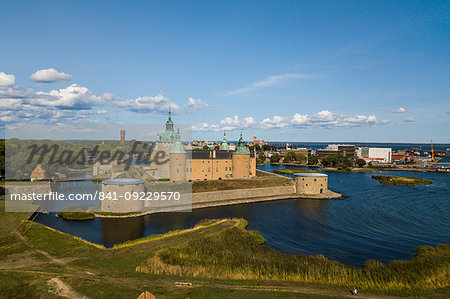 Aerial of Kalmar Castle, Kalmar, Sweden, Scandinavia, Europe
