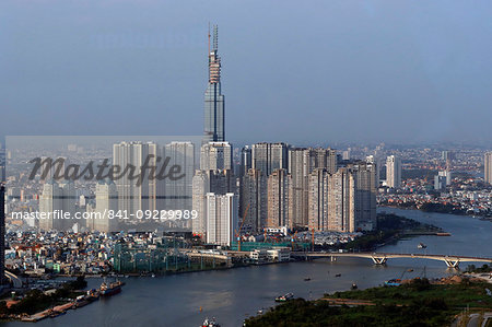 Saigon River and cityscape of Ho Chin Minh City, Vietnam, Indochina, Southeast Asia, Asia