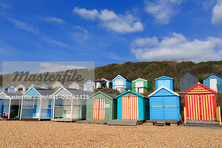 Beach huts, Milford on Sea, Hampshire, England, United Kingdom, Europe