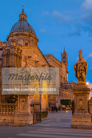 The Palermo Cathedral (UNESCO World Heritage Site) at dawn, Palermo, Sicily, Italy, Europe