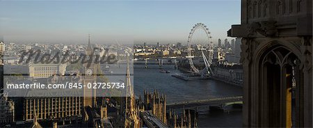 London panorama from Victoria Tower, Houses of Parliament, London. Architect: Sir Charles Barry and A W Pugin.