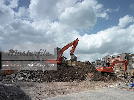 Heavy plant and rubble, Southwark, London.