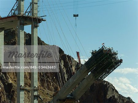 Construction workers on the Hoover Dam bridge, Arizona side