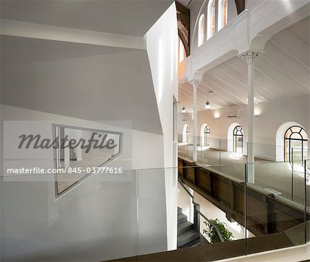 Open plan office space in a refurbished chapel. Architects: OMI Architects