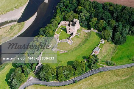 Norham Castle. Aerial view, besieged at least ten times.
