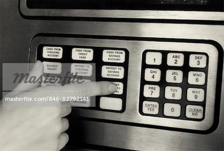 1980s HAND PRESSING BUTTONS PANEL AUTOMATIC TELLER MACHINE ATM