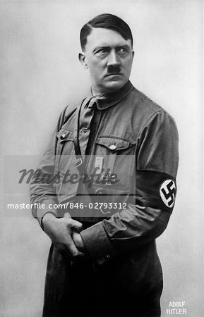 1930s PORTRAIT OF HITLER IN MILITARY UNIFORM WEARING SWASTIKA ARMBAND