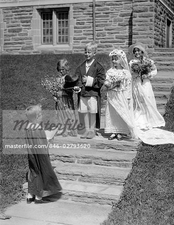 1930s RETRO CHILDREN BRIDE GROOM WEDDING PARTY