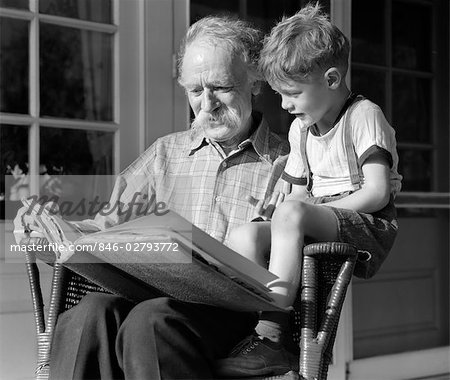 1940s GRANDFATHER ON PORCH READING TO GRANDSON - Stock Photo - Masterfile -  Rights-Managed, Artist: ClassicStock, Code: 846-02793772