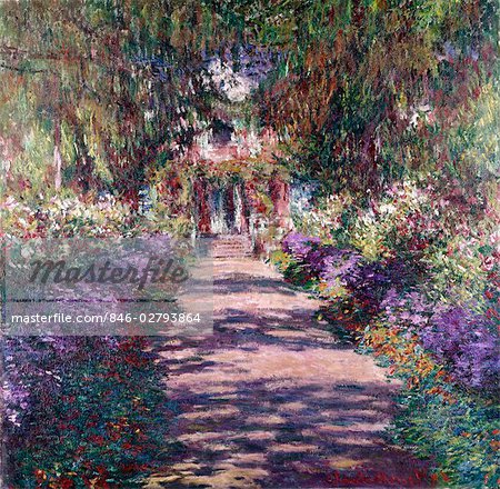 GARDEN PATH PAINTING BY CLAUDE MONET