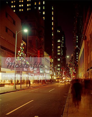 1960s SCENE IN PHILADELPHIA STORES ALONG CHESTNUT STREET AT NIGHT DURING CHRISTMAS