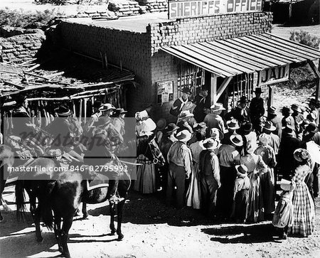 TURN OF THE CENTURY OLD WEST GROUP GATHERED IN FRONT OF SHERIFF'S OFFICE &  JAIL - Stock Photo - Masterfile - Rights-Managed, Artist: ClassicStock,  Code: 846-02795991