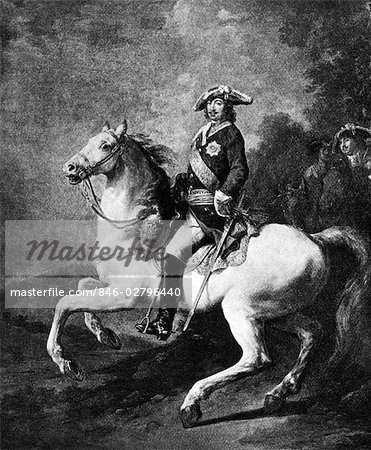 PORTRAIT OF PETER THE GREAT ON HORSEBACK 1672 - 1725 CZAR TSAR OF RUSSIA RUSSIAN IMPERIAL LEADER