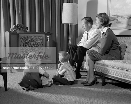 family watching tv 1960s