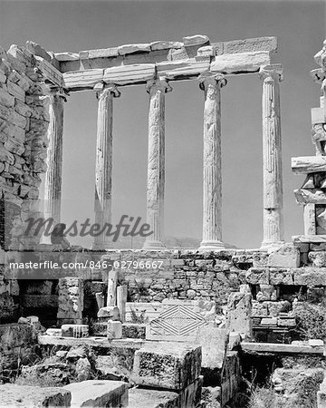 1960s GREEK COLUMNS ARCHITECTURE RUINS CLASSIC TOURIST PERSON READING BOOK BEFORE RESTORATION PARTHENON ATHENS ACROPOLIS