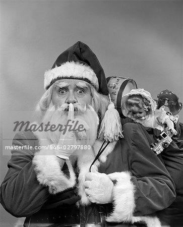 1950s SANTA CLAUS WITH A BAG OF TOYS