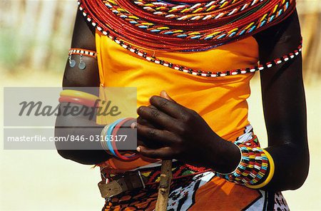KENYA NATIVE WOMAN TORSO WEARING COLORFUL JEWELRY COSTUME