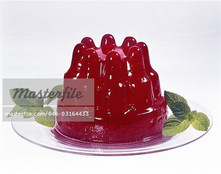 1950s 1960s 1970s PLATE OF JELL-O AND MINT LEAVES RED VINTAGE