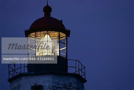 CLOSE-UP OF LENS ROOM AND TOP OF LIGHTHOUSE TOWER SANDY HOOK, NEW JERSEY