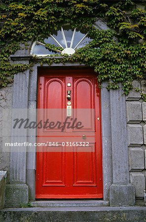 TRALEE, IRELAND COUNTY KERRY RED DOOR WITH IVY