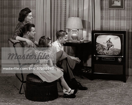 family watching tv 1960s